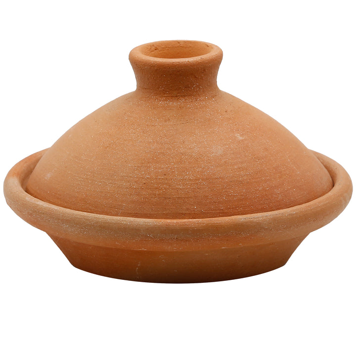 Kleine Tajine aus Marokko 20 cm, naturbelassen und unglasiert aus traditionellem Ton