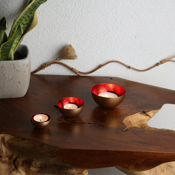 3er Set Teelichthalter Meo Rot