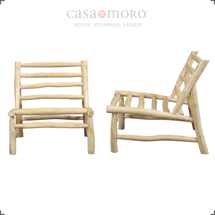 Balkon Sessel Lounge Design aus Teakholz, strapazierfähige PU Schaum Polster mit Reißverschluss