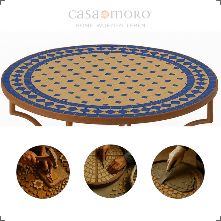 Mosaiktisch 120 cm rund für Terrasse & Garten