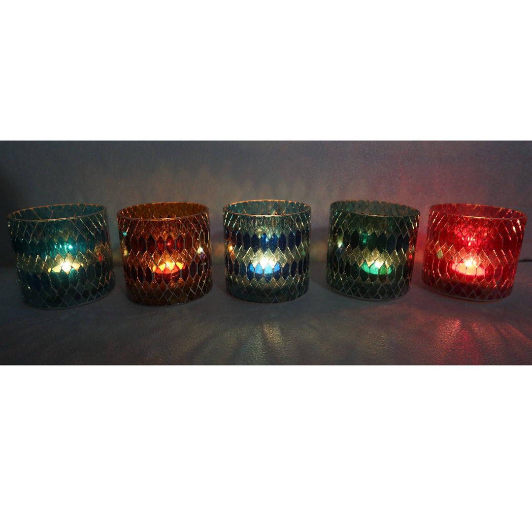 Marokkanisches Mosaik Windlicht Rayan M 5er Set
