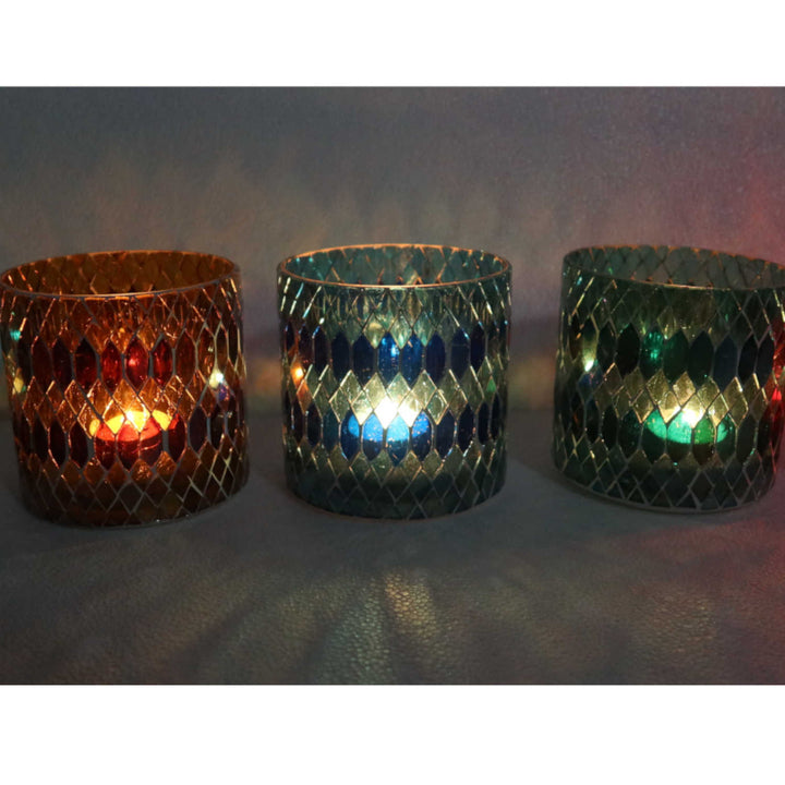 Marokkanisches Mosaik Windlicht Rayan M 5er Set