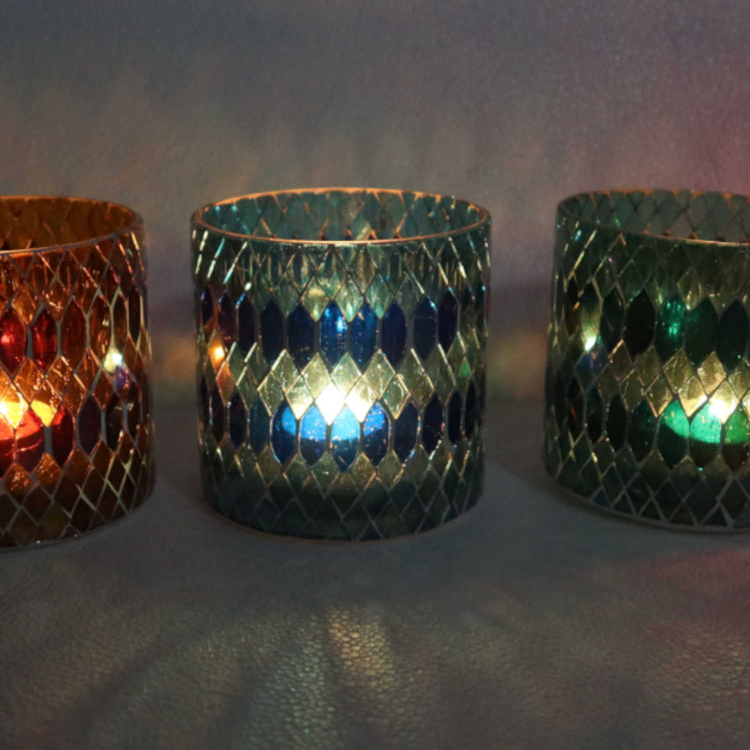 Marokkanisches Mosaik Windlicht Rayan M 5er Set