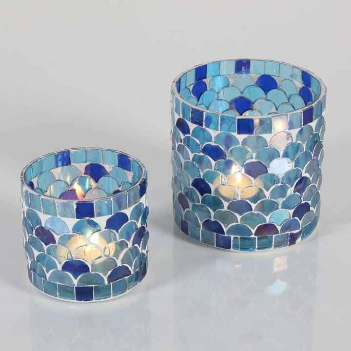 Orientalisches Mosaik Windlicht Athen Dunkelblau