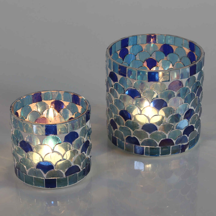 Orientalisches Mosaik Windlicht Athen Dunkelblau