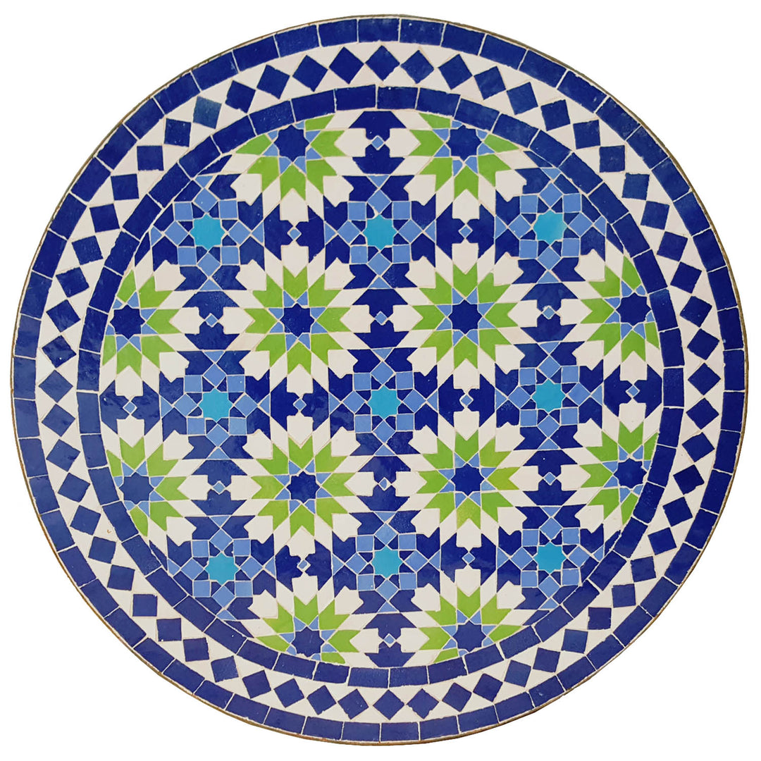 Mosaiktisch Rund Ankabut Blau