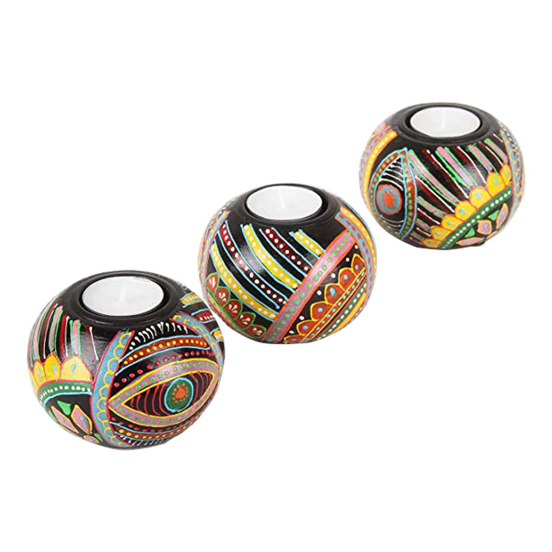 Orientalische handbemalte Teelichthalter Aicha 3er Set