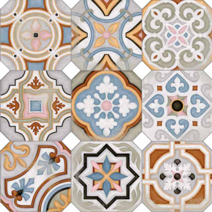 Retro Patchwork Fliesen 20x20 cm – Multicolor
