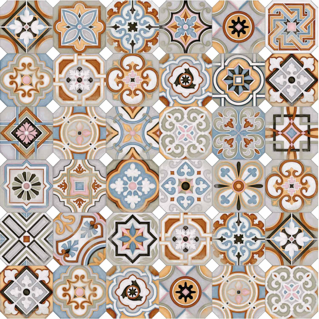 Retro Patchwork Fliesen 20x20 cm – Multicolor