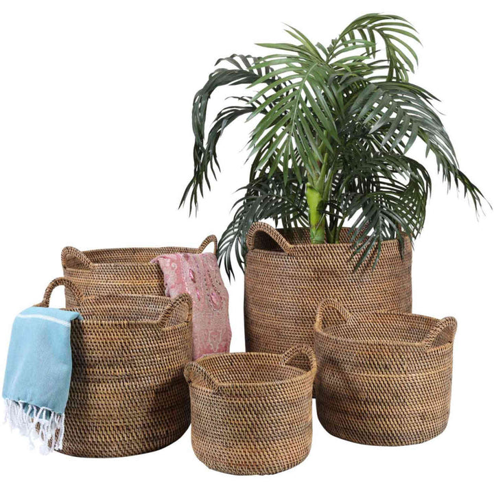 Rattan Korb Elie Braun mit Henkel