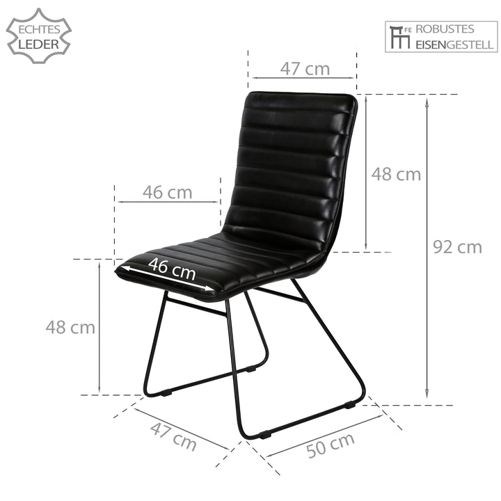 Esszimmerstuhl Leder Schwarz