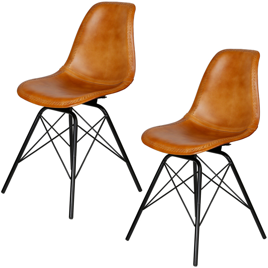 Esszimmer Stuhl Leder Cognac