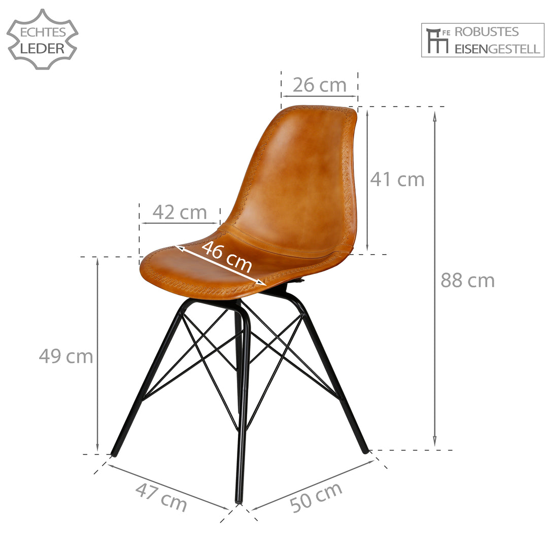 Esszimmer Stuhl Leder Cognac