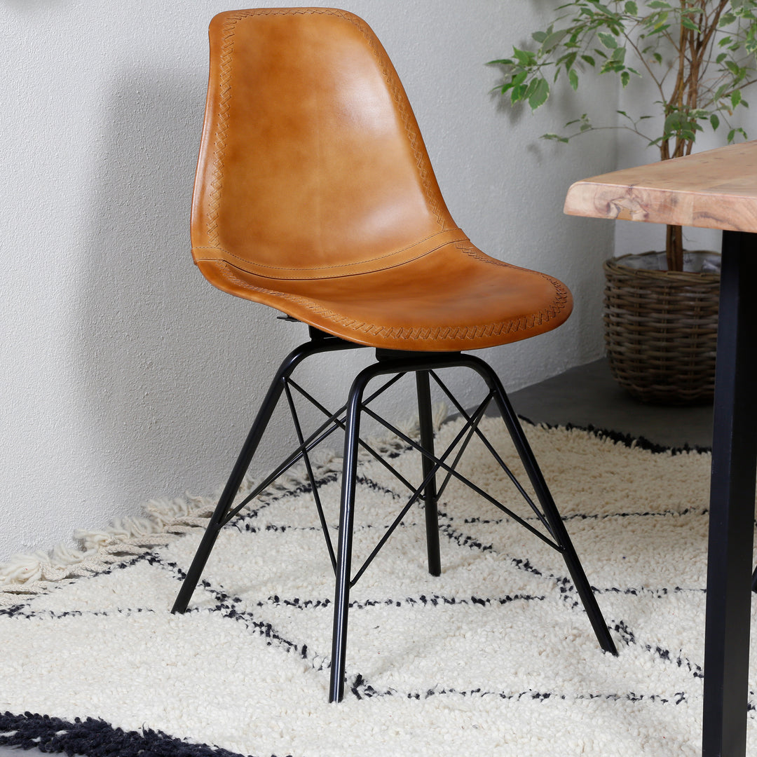Esszimmer Stuhl Leder Cognac