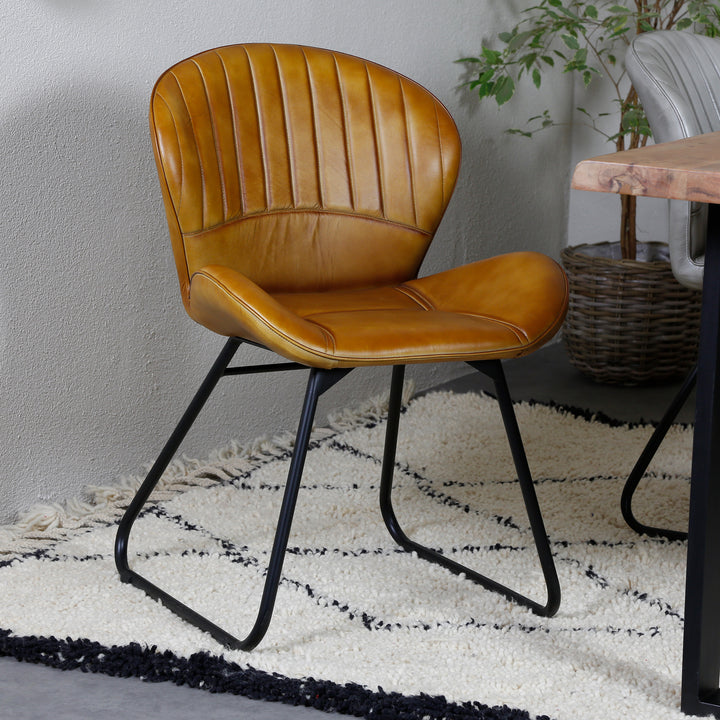 Esszimmerstuhl Leder Cognac Braun