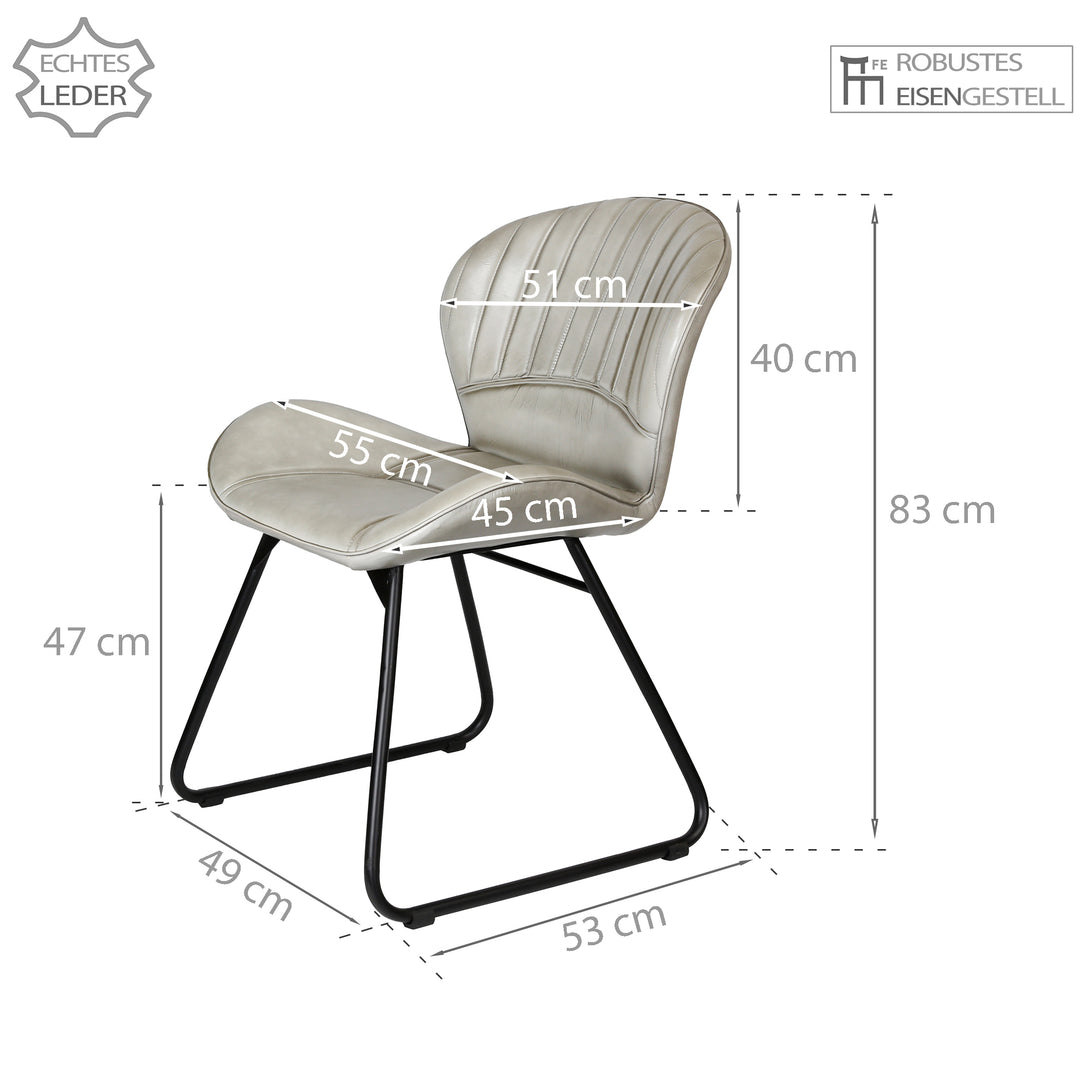 Lederstuhl Light Grau