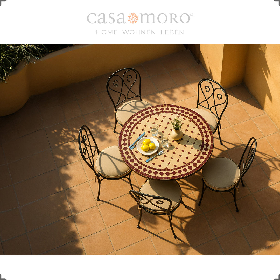 Runder Mosaiktisch für Terrasse & Balkon