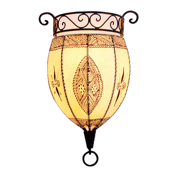 Henna-Leder-Wandlampe Nakous Weiß