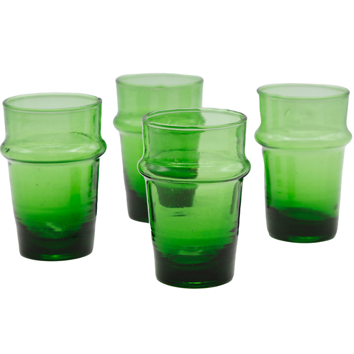 Cappuccino Gläser Set in grünem Glas, 4-teilig und mundgeblasen mit sichtbaren Einschlüssen
