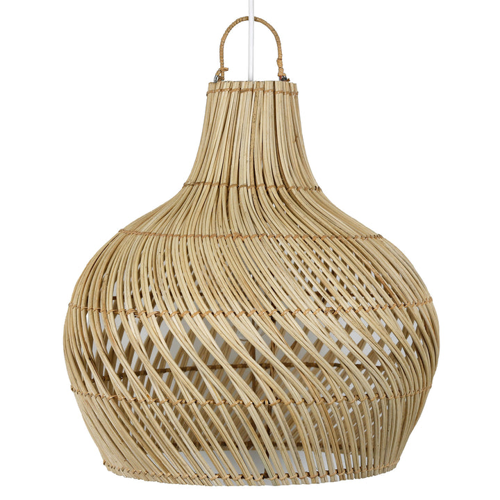 Natürliche Rattan-Deckenleuchte mit organischer, handgeflochtener Struktur und sanfter Tropfenform
