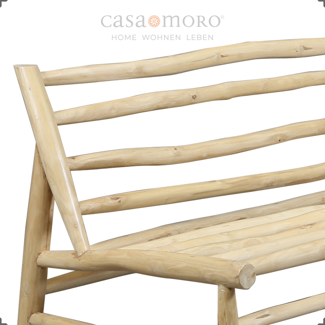 Dreisitzer Sofa 180 × 86 × 72 cm, Gestell aus Teakholz-Ästen mit Sitz- und Rückenkissen