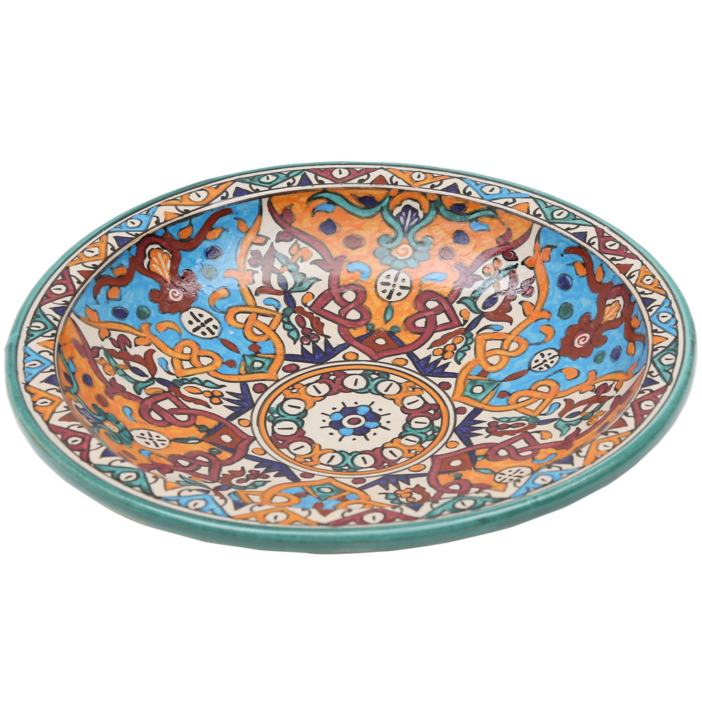 Handbemalte marokkanische Keramikschale mit bunten floralen und geometrischen Ornamenten