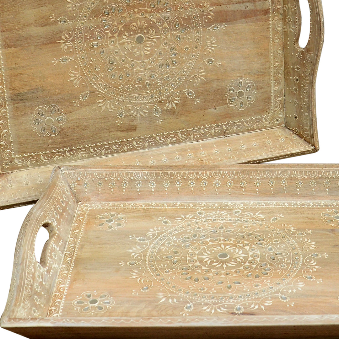 Handbemalte Serviertabletts Parvin im 2er Set