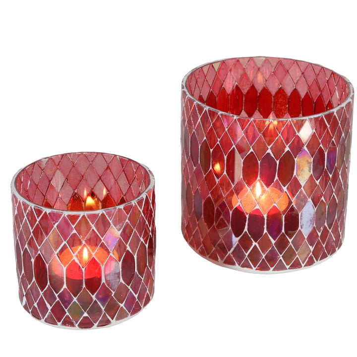 Marokkanisches Mosaik Windlicht Rayan Rot