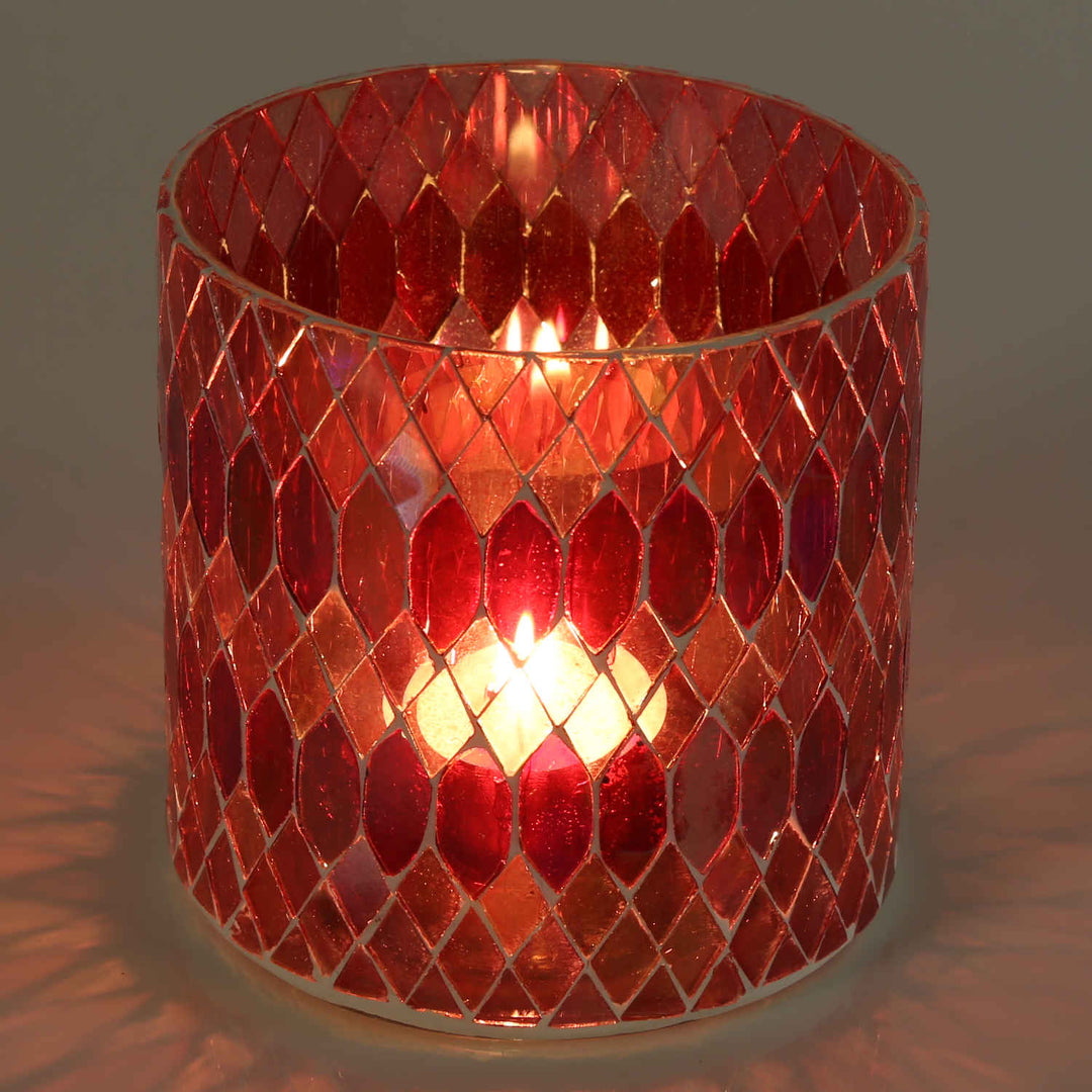 Marokkanisches Mosaik Windlicht Rayan Rot