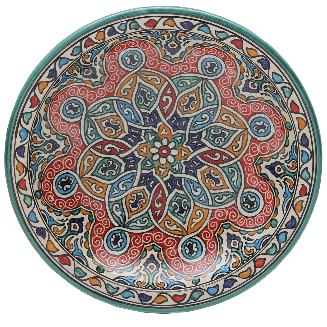 Große marokkanische Keramikschale aus Fès, handbemalt und glasiert, Ø 35 cm
