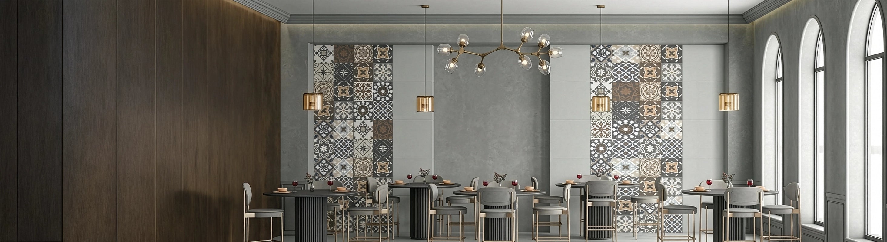 Fliesen – Fliesen im Restaurant mit marokkanischem Muster – Wand- und Bodenfliesen für moderne, mediterrane Raumgestaltung