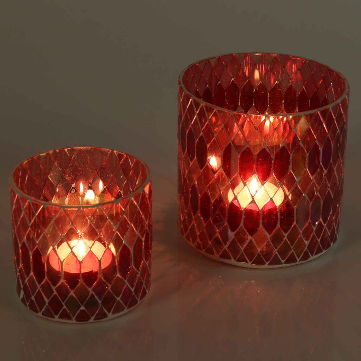 Marokkanisches Mosaik Windlicht Rayan Rot