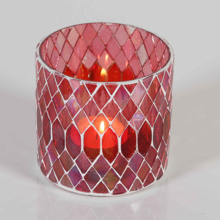 Marokkanisches Mosaik Windlicht Rayan Rot