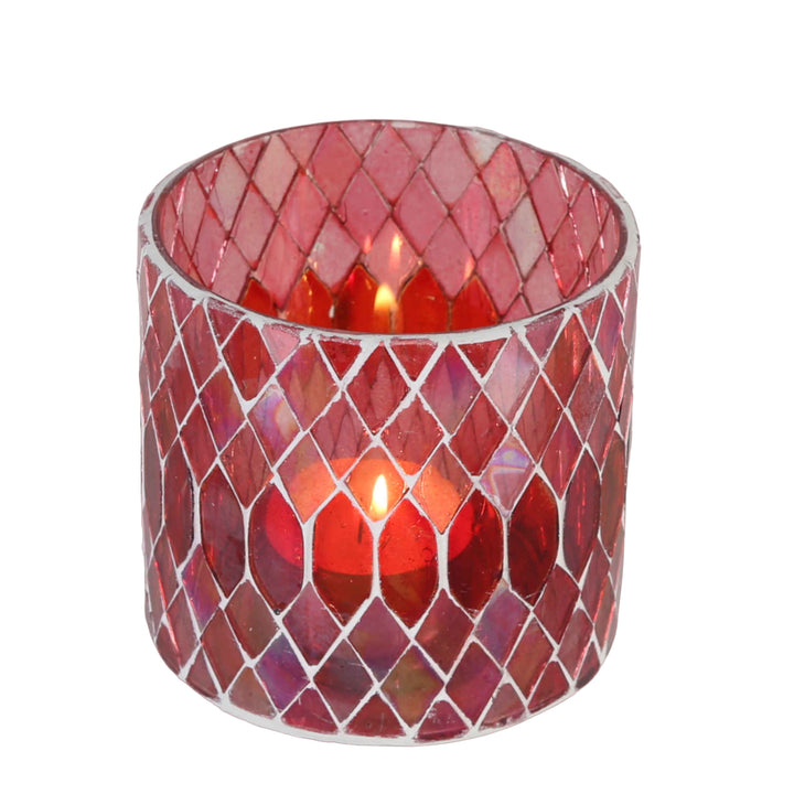 Marokkanisches Mosaik Windlicht Rayan Rot