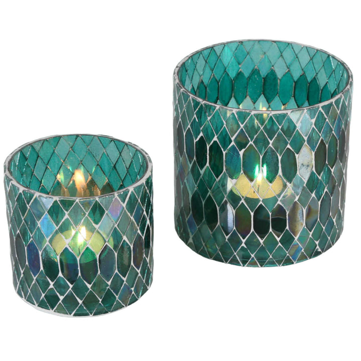 Marokkanisches Mosaik Windlicht Rayan Grün