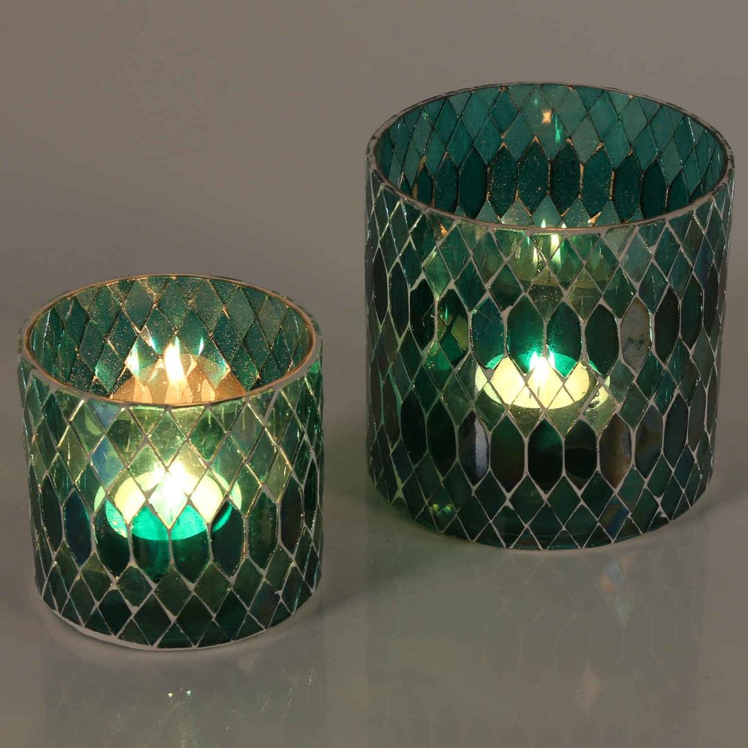 Marokkanisches Mosaik Windlicht Rayan Grün