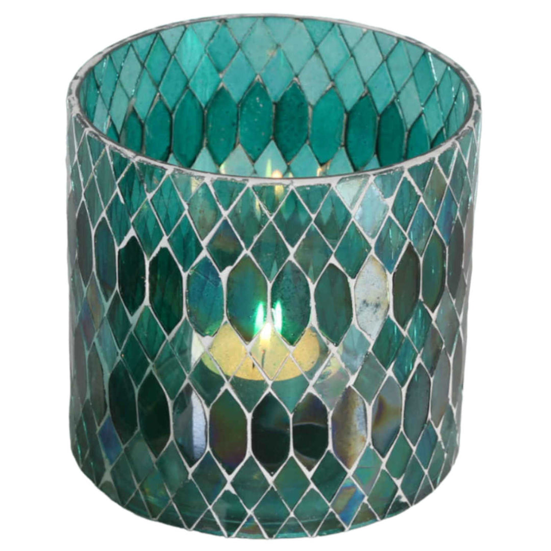 Marokkanisches Mosaik Windlicht Rayan Grün