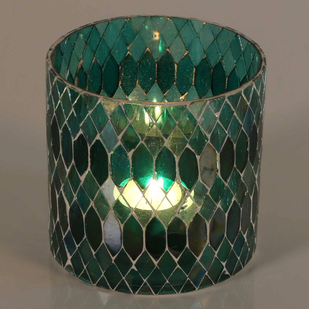 Marokkanisches Mosaik Windlicht Rayan Grün
