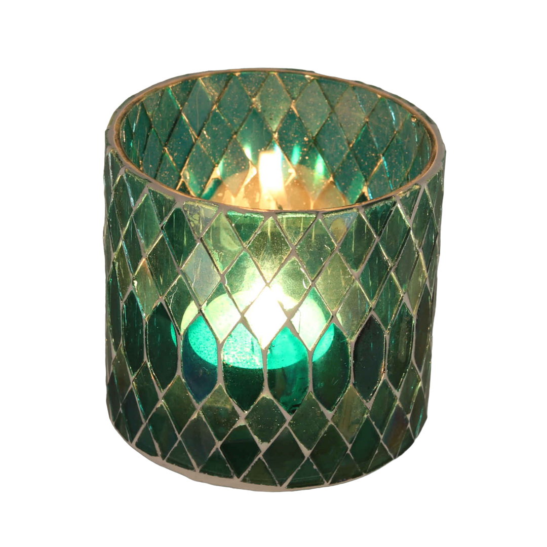 Marokkanisches Mosaik Windlicht Rayan Grün