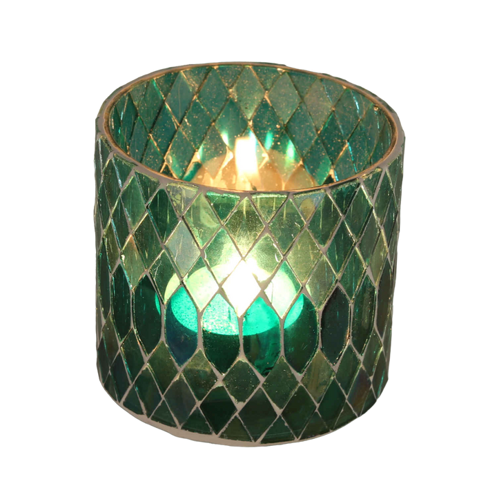 Marokkanisches Mosaik Windlicht Rayan Grün