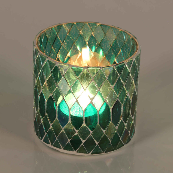Marokkanisches Mosaik Windlicht Rayan Grün