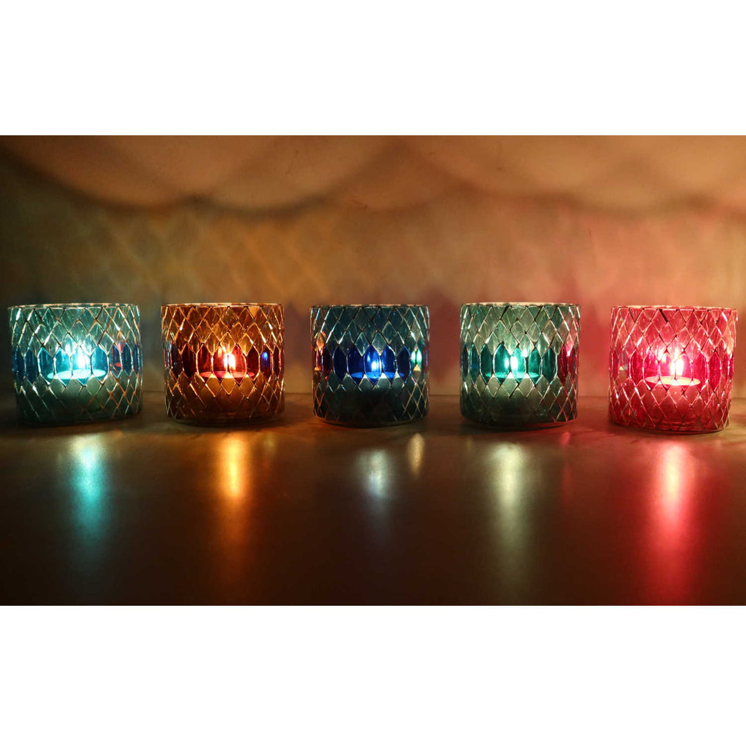 Marokkanisches Mosaik Windlicht Rayan S 5er Set