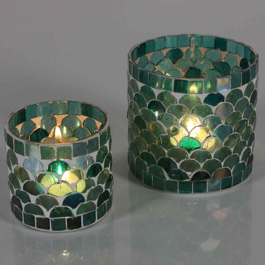 Orientalisches Mosaik Windlicht Athen Grün