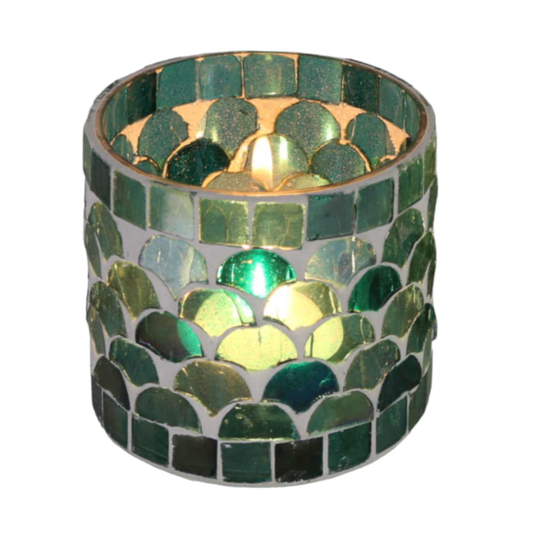 Orientalisches Mosaik Windlicht Athen Grün