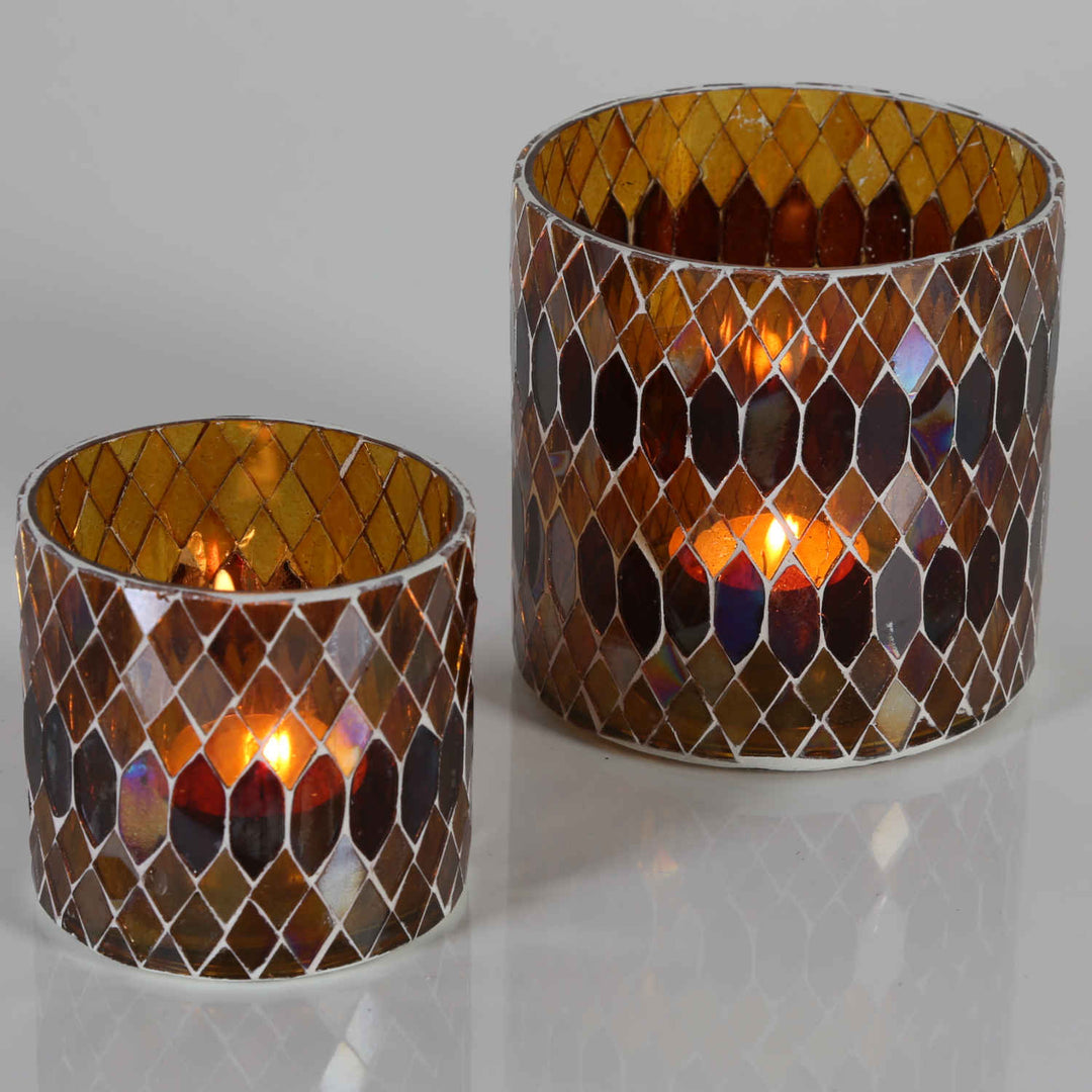 Marokkanisches Mosaik Windlicht Rayan Gelb