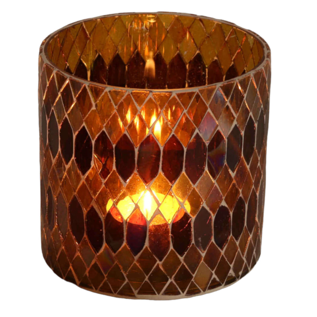 Marokkanisches Mosaik Windlicht Rayan Gelb