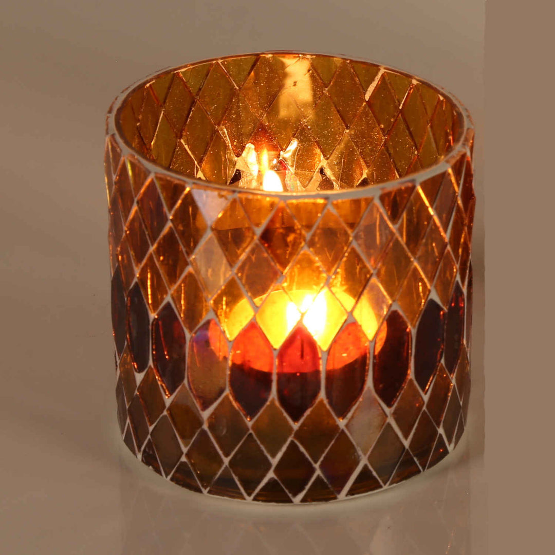 Marokkanisches Mosaik Windlicht Rayan Gelb