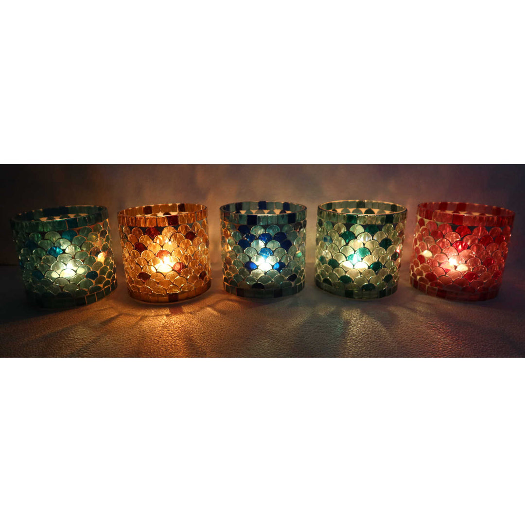 Orientalisches Mosaik Windlicht Athen M 5er Set