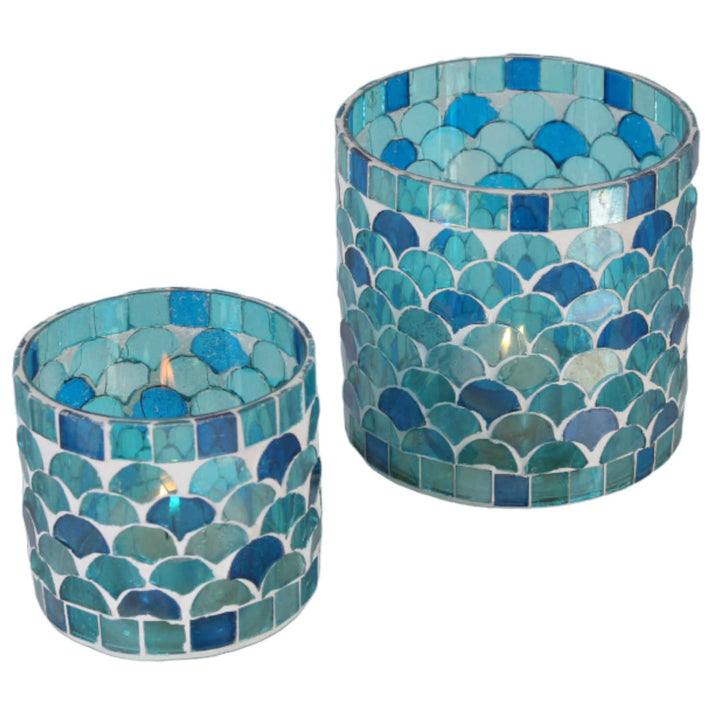 Orientalisches Mosaik Windlicht Athen Hellblau