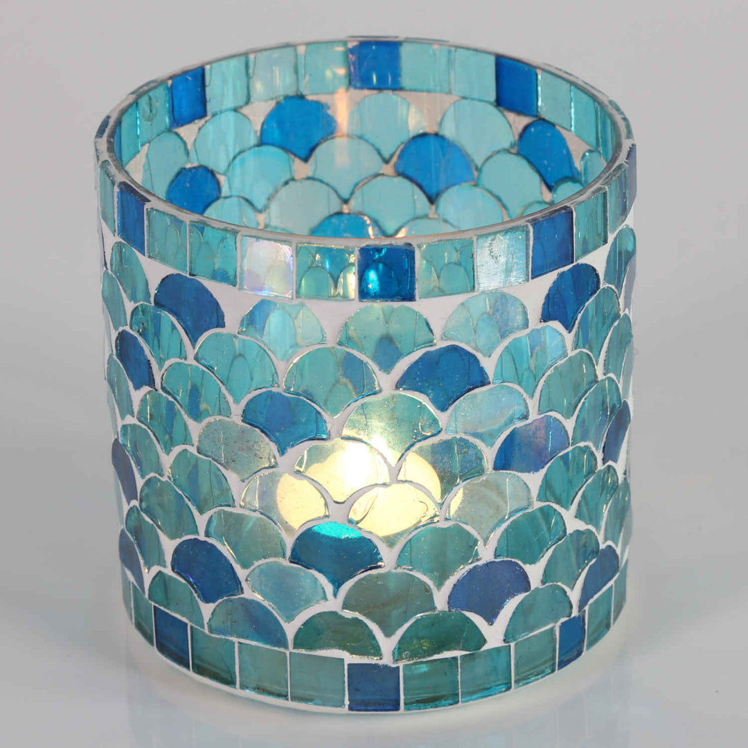 Orientalisches Mosaik Windlicht Athen Hellblau